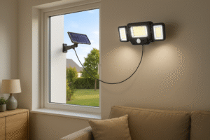 چراغ اضطراری خورشیدی سه طرفه پنل جدا | نوردهی ۳۶۰ درجه، سنسوردار و ضدآب