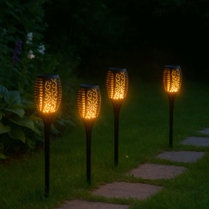 سان پک ۴ عددی | چراغ باغچه‌ای طرح شعله ضدآب با تخفیف ویژه