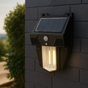 دیوارکوب خورشیدی ۳ رشته LED | چراغ دیواری ضدآب سنسوردار برای ویلا و حیاط