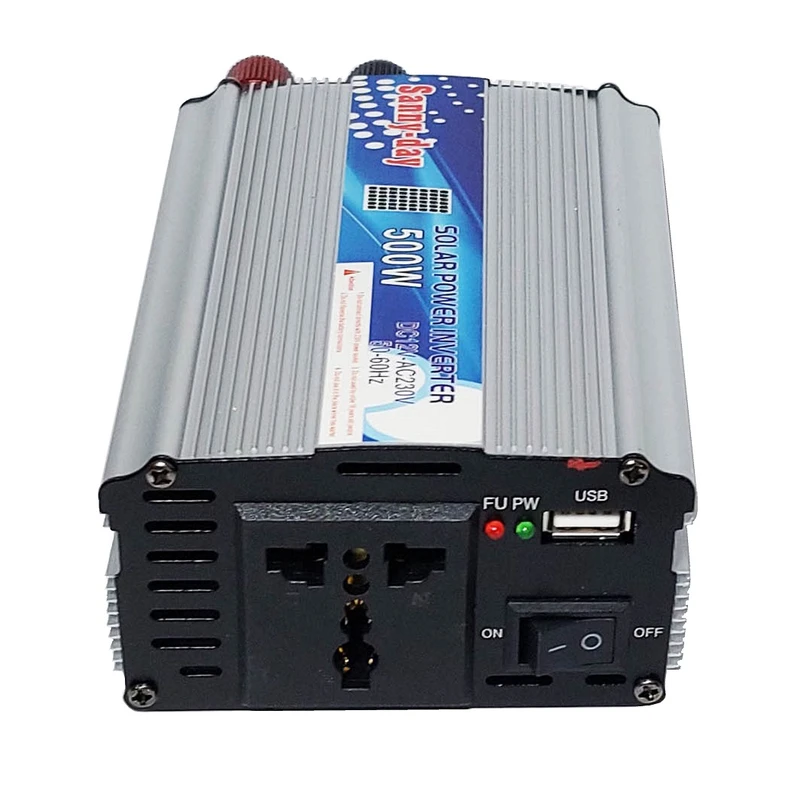 اینورتر ۵۰۰ وات سانی دی (Sanny-Day) | مبدل برق خودرو ۱۲ به ۲۲۰ ولت مناسب سفر و کمپ