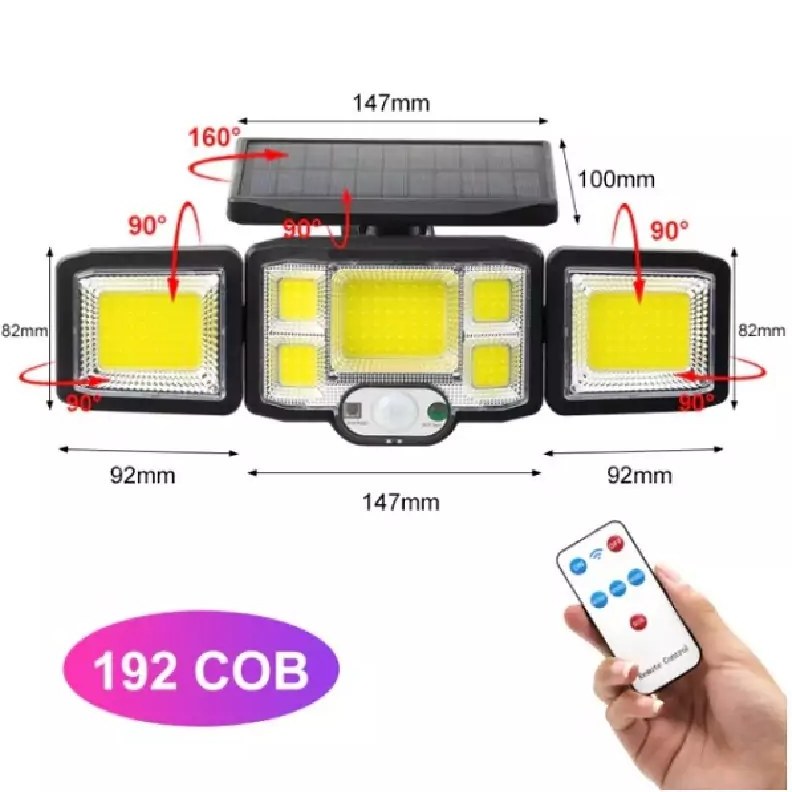 چراغ اضطراری خورشیدی سه طرفه پنل جدا مدل JD-2192B