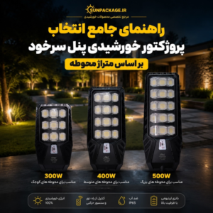 راهنمای جامع انتخاب پروژکتور خورشیدی پنل سرخود بر اساس متراژ محوطه